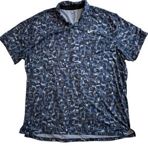 Nike Dri-Fit Tour Confetti Blue Gray Polo Golf Shirt XXL